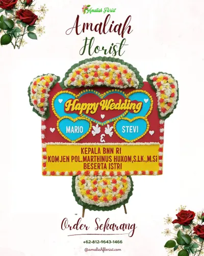 Karangan Papan Bunga Pernikahan di Sumbersuko